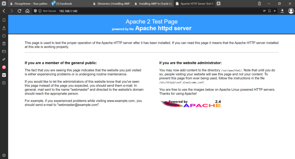 Installing A LAMP Stack In Oracle Linux 8.5 And VMware - FtroopDad.com